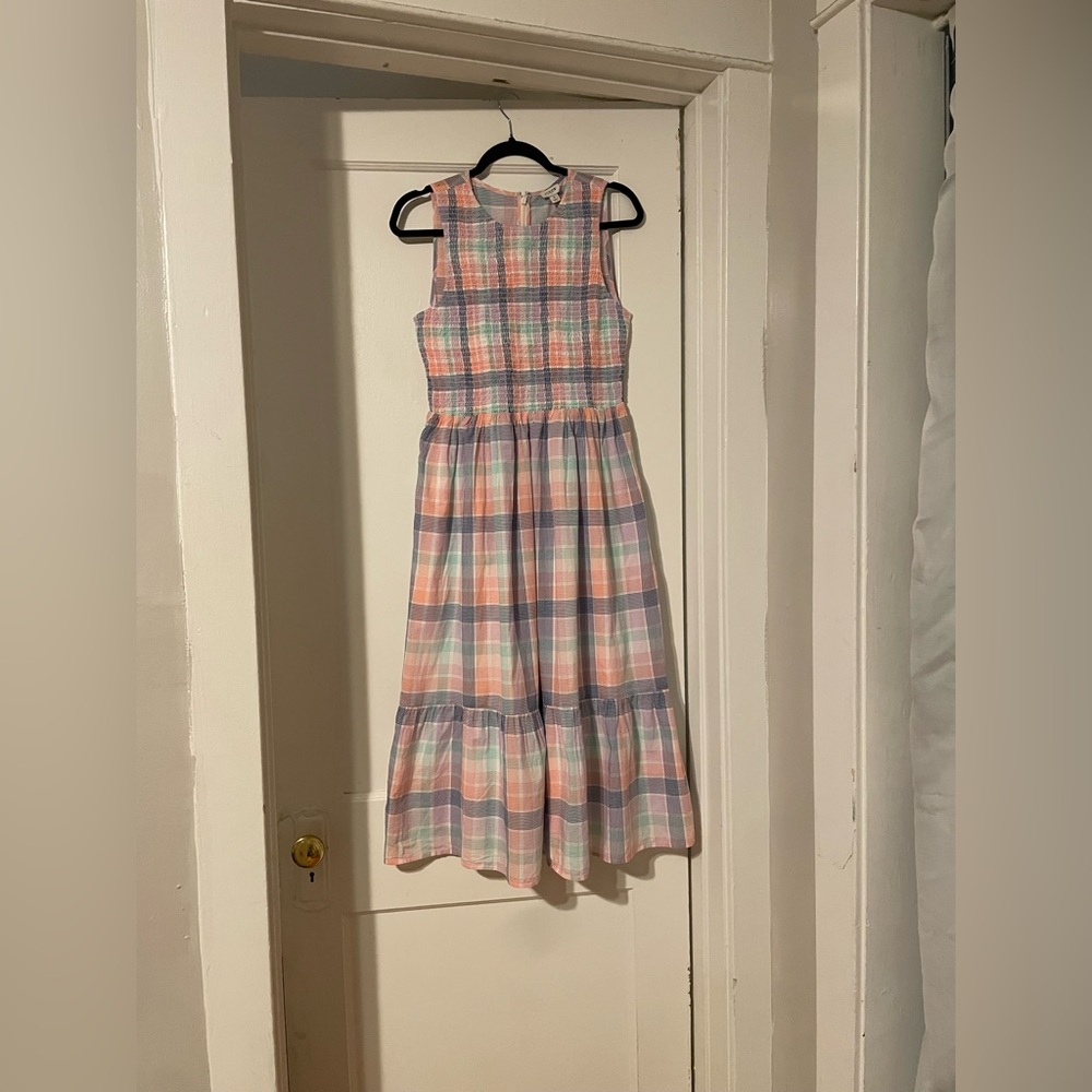 J. Crew Pastel Plaid Maxi Dress